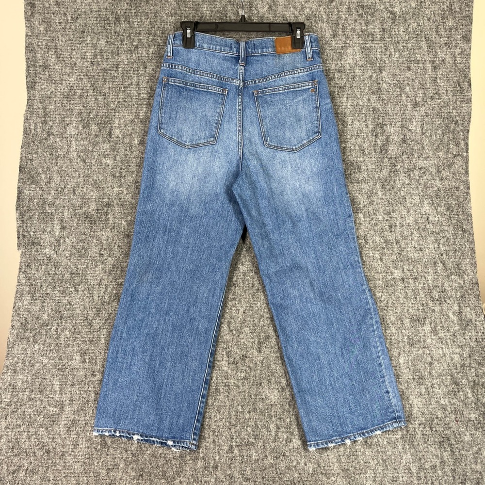 Madewell Slim Wide Leg Crop Jeans Size 29 Raw Hem Modern Denim French Clean Girl - Picture 2 of 10